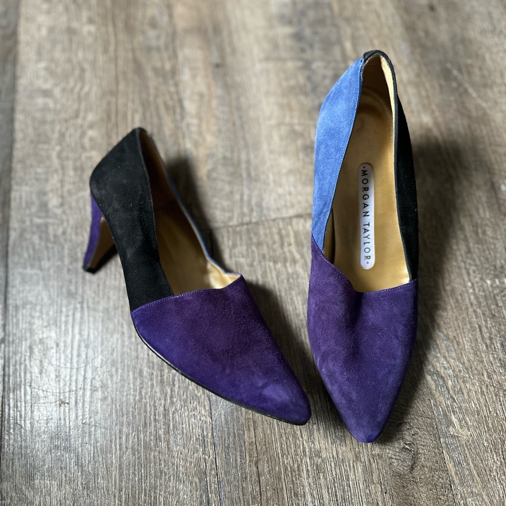 80s Vintage Morgan Taylor Leather/Suede Heels Size 6.5
